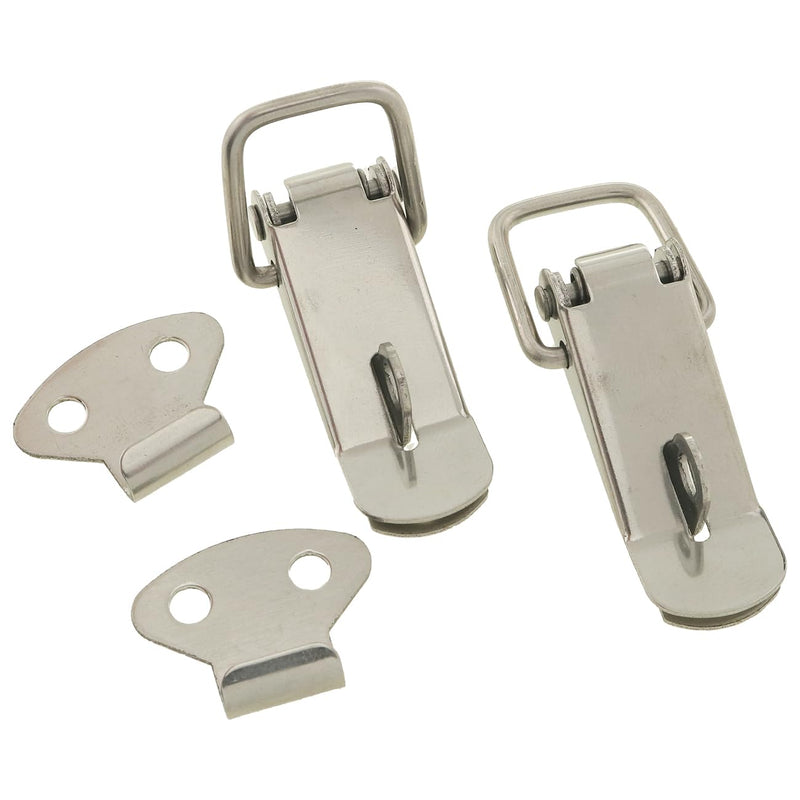 4PCS Stainless Steel Spring Latch Buckle Clips Small Size 106 Duckbill Luggage Metal Fasteners Mini Locking Fasteners for Suitcases Toolboxes Drawers Chests Cabinets