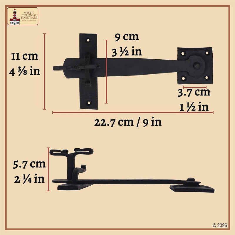 Hand Forged Iron Gate Latch, Drop Latch Oil Black- Flip Latch