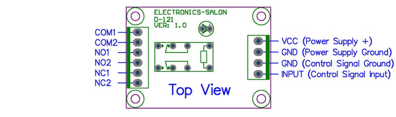 ELECTRONICS-SALON DPDT Signal Relay Module, 12Vdc, RY12W-K Relay. Has Assembled. DC 12V