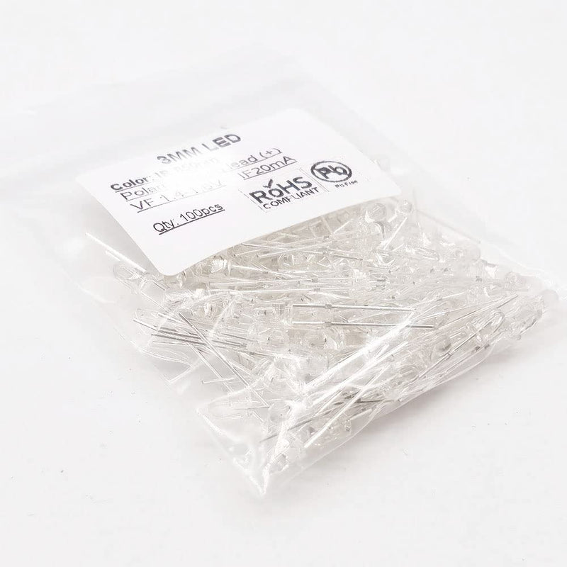 LED 5mm 850nm 940nm Infrared Emitting or Receiving Diode Round Black (IR 850nm Emitter 100pcs) IR 850nm Emitter 100pcs