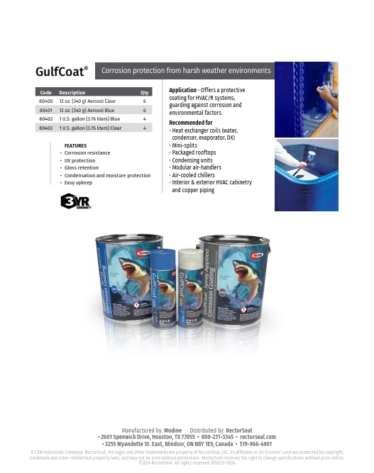 RectorSeal GulfCoat 80400 HVAC Coil Protector, Extends HVACR Life, HVAC, 12 oz.