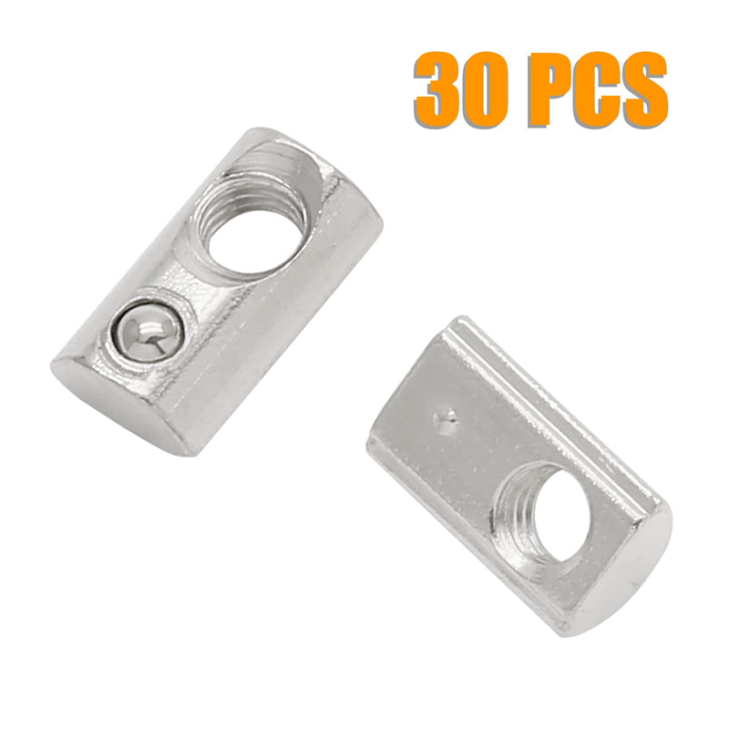 30Pcs M8 Spring T Nut 4040 Aluminum Extrusion T Nuts, Roll-in T Spring Nuts, M8 Half Round T Nut Tee Slot Nuts for 3D Printer, CNC Router, 4040 Series Aluminum Extrusion Profile with Slot 8mm 30 Pack 4040 Series M8