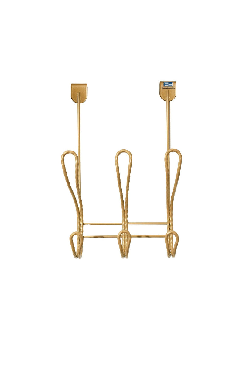 Twisted Design Over The Door Hook Rack, Over The Door Towel Rack, Door Hanger, Door Coat Hanger, Over The Door Coat Rack, for Bathroom, Bedroom or Laundry Room (Gold with 6 Hooks) Gold with 6 Hooks