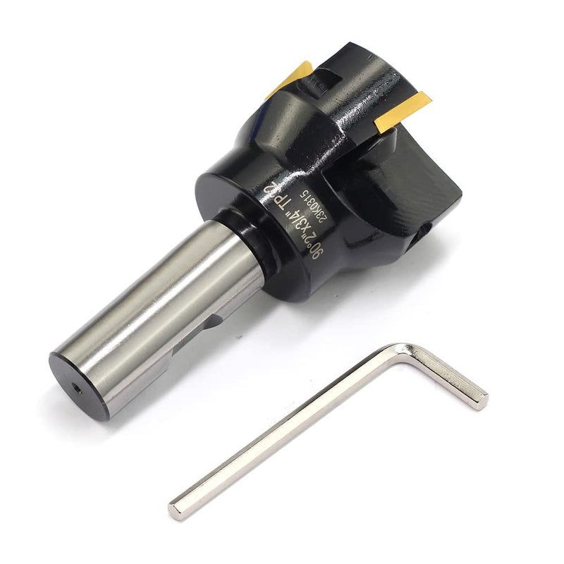 2" Indexable End Mill OSCARBIDE 3/4" Shank 3-3/4" 3 Flutes 90° TP32 | 3 TPCN32PDTR/TPG32 Inserts | For Steel, Stainless, Cast Iron & Aluminum | Rigid Steel Body | Smooth Finish | Long-Lasting