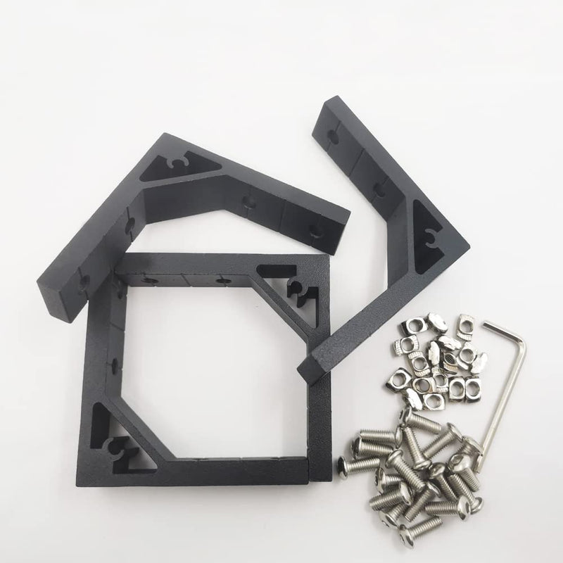 Iverntech 4pcs Black Corner Bracket 78x78mm, 4 Hole Inside Strong Support Corner Brackets Gusset for 2020 Aluminum Extrusion Profile with 16Pcs M5 Screws + 16Pcs M5 T Nuts Black 4 Pcs 7878