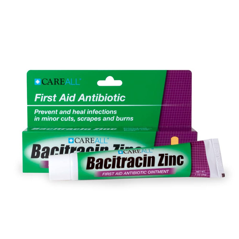 CareAll Bacitracin Antibiotic Zinc Ointment 1oz (3 Pack). First Aid Ointment to Prevent and Heal Infections for Minor cuts, Scrapes and Burns.
