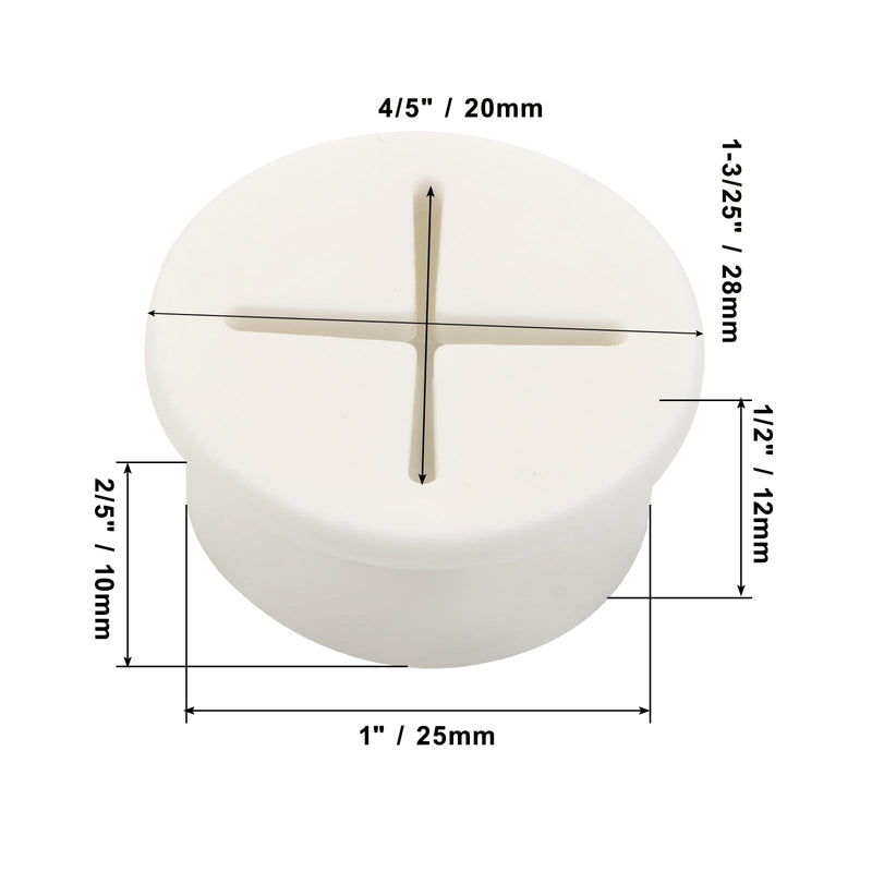 6 Pcs 1 Inch White Desk Grommets, Easily Solve Cable Management Issues, Flexible Silicone Cable Cord Grommet for Table and Other Furnitures Hole Cover