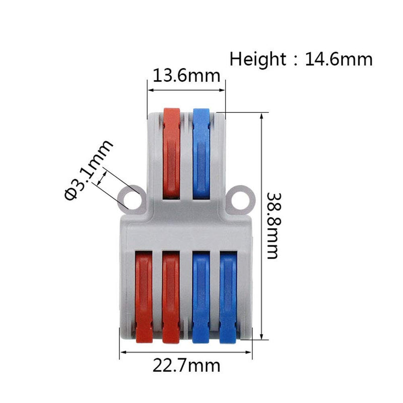10PCS Mini Fast Wire Connector Universal Wiring Cable Connector Push-in Conductor Terminal Block ，Quick Splice Terminal Blocks Wire Connecting (2 in 4 Out)
