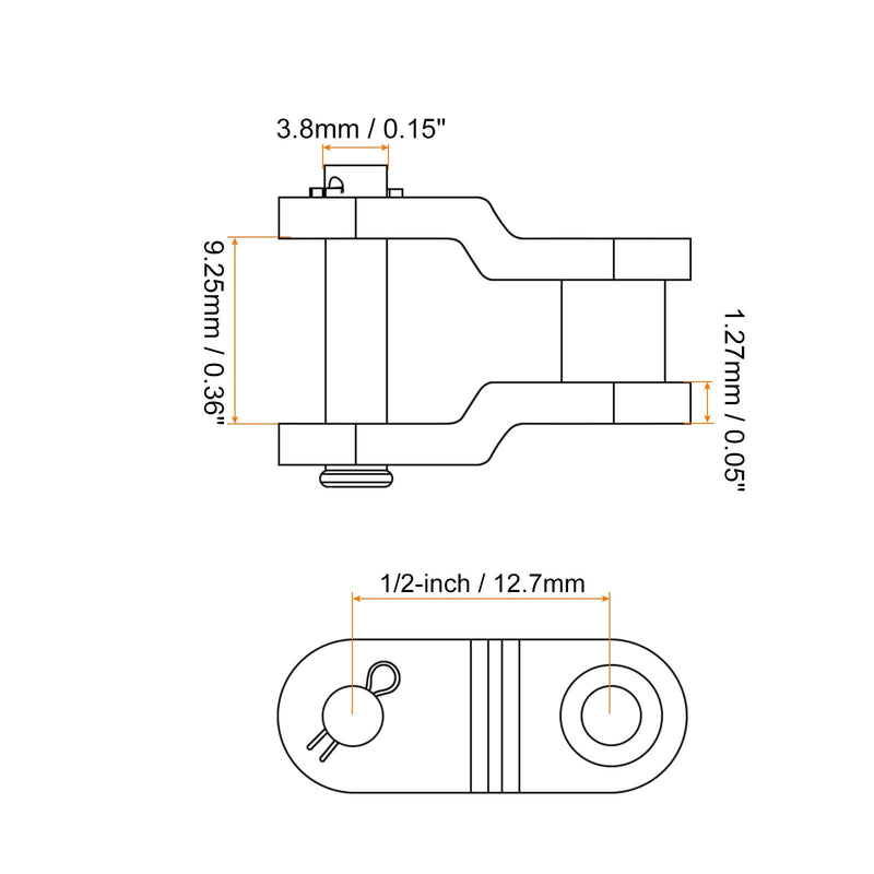 uxcell 2Pcs #420 Chain Offset Half Link Roller, 1/2" Pitch Carbon Steel, Standard Chain End Connector Split Links