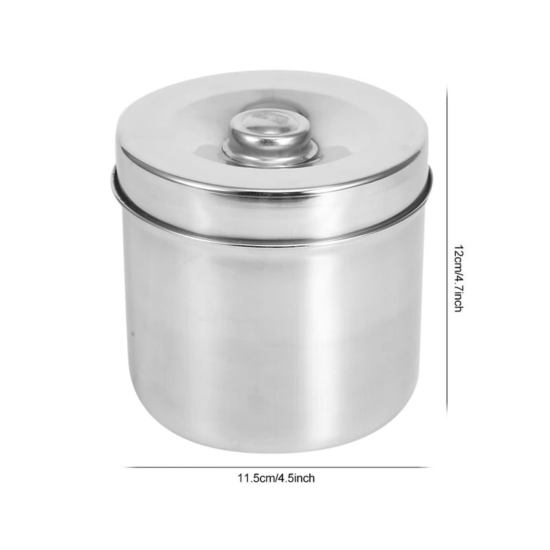 Stainless Steel Gauze Jar, Stainless Steel Ointment Jar Dressing Cotton Box Iodophor Gauze Container with Lid Convenient Storage for Medical Supplies First (12cm Gauze Cylinder)