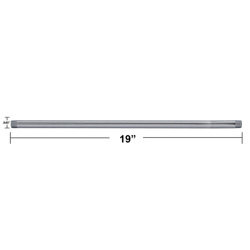 Westbrass D12119-26 ½” x 19" IPS Brass Pipe Nipple, Polished Chrome 1 Pack
