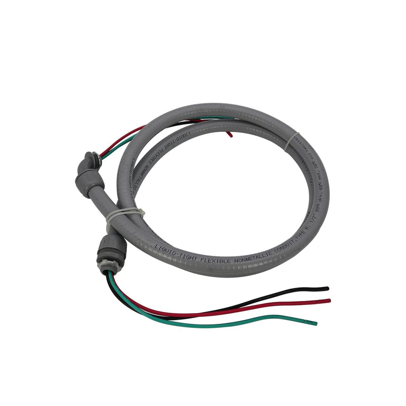 Electrical AC Whip Assembly -1/2" x 4ft Non-Metallic Liquid Tight Electrical Conduit and 10 Gauge Wire A/C Hook-up Whip Kit 1/2" x 4ft