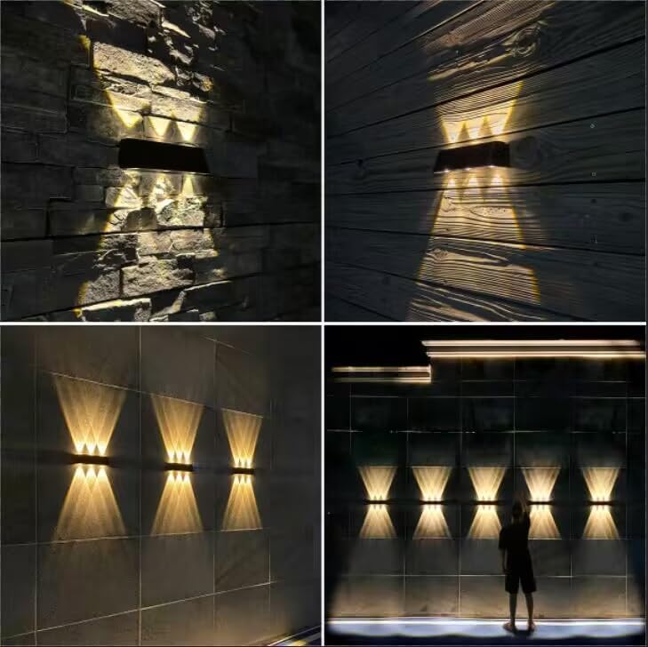 Solar Lights Outdoor 3000K Warm Aluminum Waterproof Dusk to Dawn Lighting Wall Sconce Up Down for Outside, Fence, Walkway, Porch, Deck 2 Pack