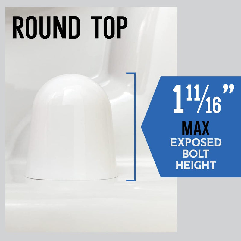 Stinky John's Tall Toilet Bolt Caps - Universal Fit with a Round Top - White Caps (2) 2