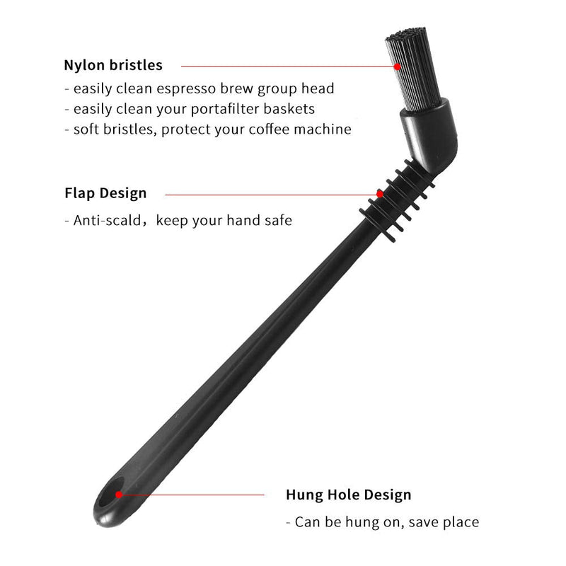 Espresso Machine Cleaning Brush Set - CAFEMASY 5 Pieces Coffee Cleaning Brush Natural Bristles Wooden Brush for Coffee Grinder and Nylon Brush for Espresso Machine Cleaning
