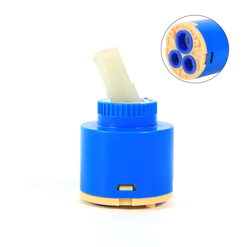 40mm Ceramic Cartridge, Water Mixer Tap Inner Control Faucet Valve Tap Water Mixer PP Plastic Blue Practical Replacement Ceramic Disc Cartridge for Kitchen Faucet, Bathroom Faucet (40mm)