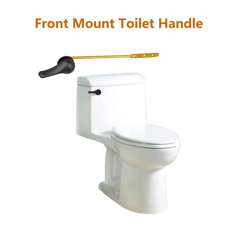 Toilet Handle Replacement Kit, Toilet Flush Handle with Stainless Steel Flapper Chains, Universal Toilet Lever for Most Front Mount Toilets, Matte Black Toilet Flush Lever