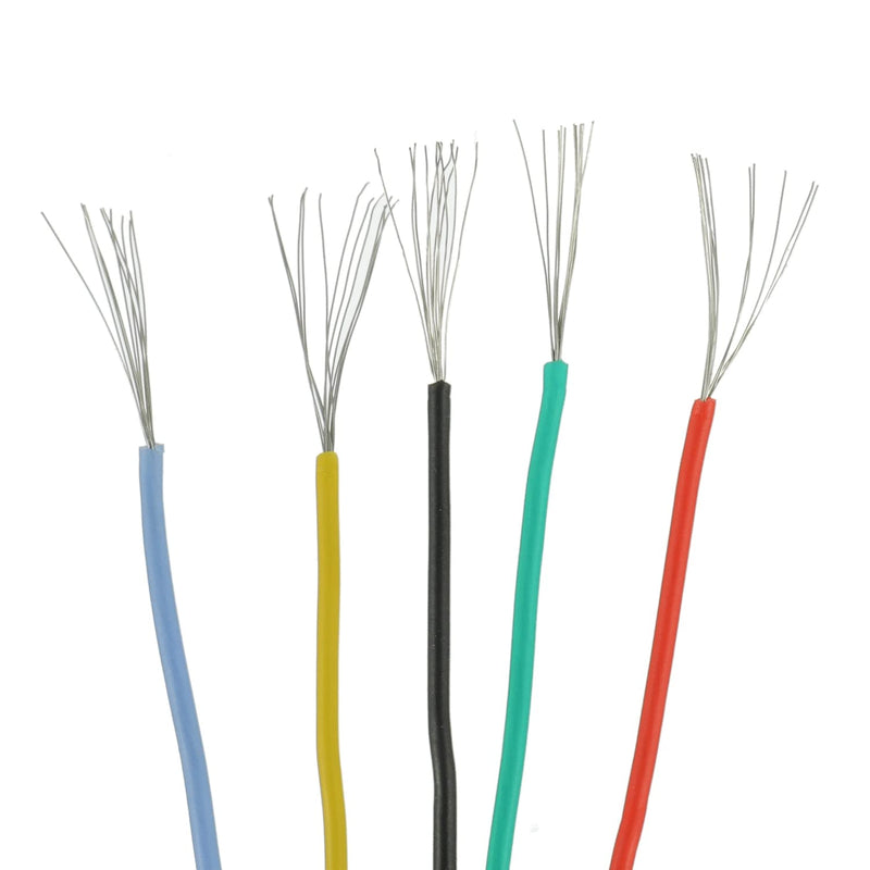 BOJACK 30 AWG Flexible Silicone Wire Electric Wire Hook up Wire Kit 300V Cables with Plus 20 φ2mm Heat Shrink Tubings and a Mini Wire Stripper(5 Colors 32.81Ft Each Color, 30AWG) 30 AWG Silikondraht