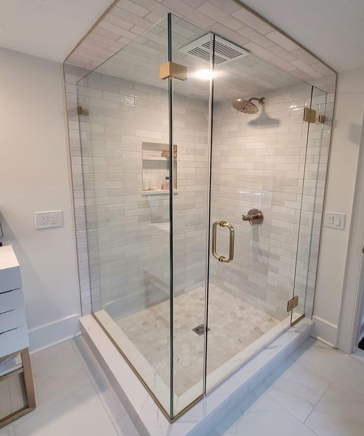 8 inch Glass Shower Door Handle Back to Back Frameless Shower Doors Pull Handle Stainless Steel for 1/4" to 1/2" Thickness Glass - Brushed Gold 8 inch Pull Handle