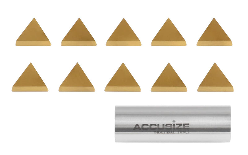 Accusize Industrial Tools Tpg322 Tin Coated Carbide Inserts, 10 Pcs/Box, 2127-1028x10