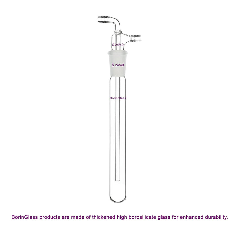 BorinGlass Glass Vacuum Cold Trap Bubbler, 200 mm Length Beneath The 24/40 Joint, with 10 mm Serrated Hose