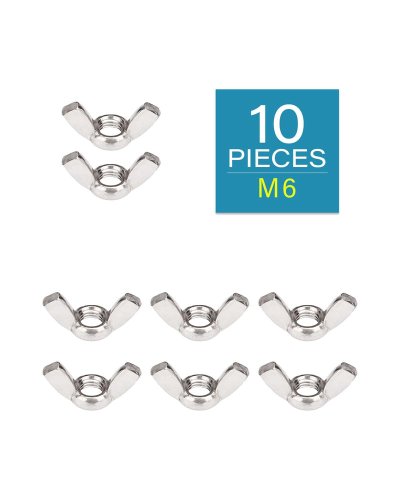 M6 Wing Nuts - IMScrews 304 Stainless Steel Wing Nuts - Durable Hardware for Home Maintenance and Professional Engineering Pack of 10 M6