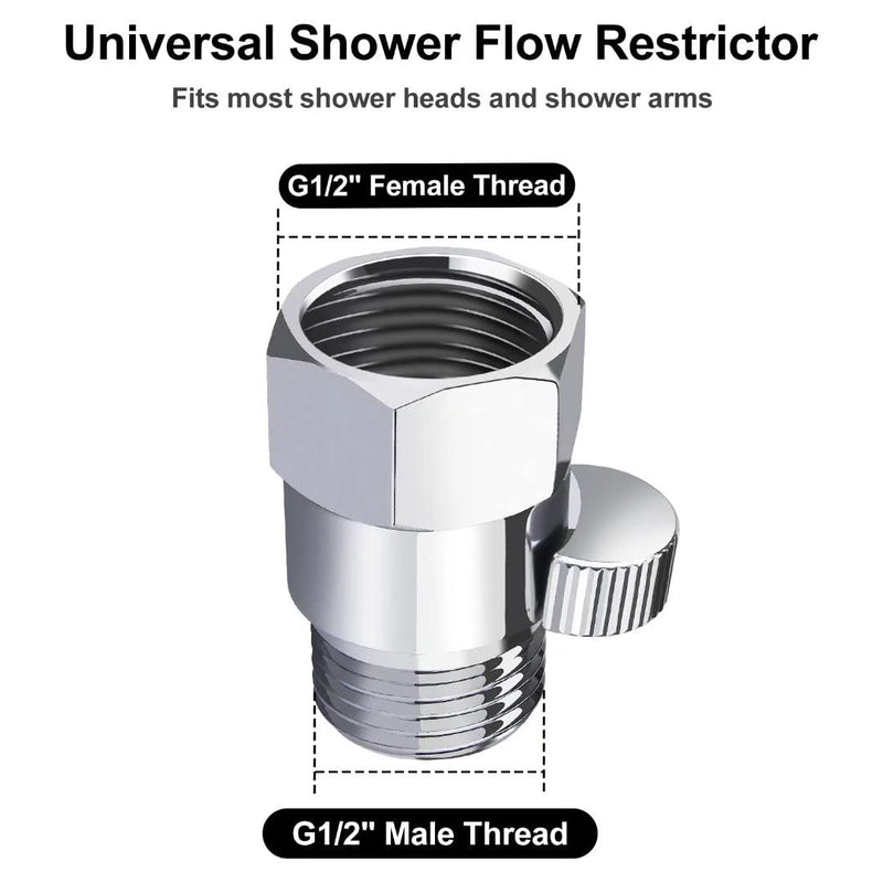 Brass Shower Flow Control Valve: Shower Head Shut Off Valve(Female and Male), MAYYAYA Water Flow Control Valves, for Handheld Shower Head or Bidet Sprayer- Handle Lever (Chrome) Chrome