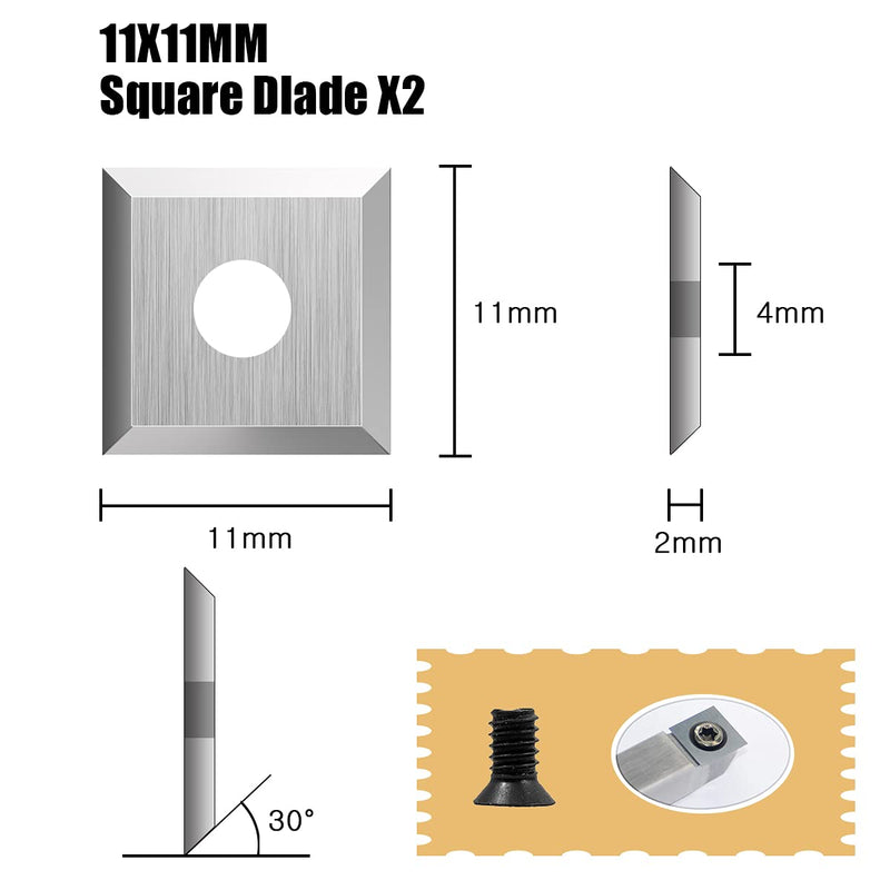 16Pcs Tungsten Carbide Cutters Inserts Set for Wood Lathe Turning Tools(Include 11mm Square with Radius,12mm and 8.9mm Round,30x10mm Diamond with Sharp Point),Supplied with Screws 16Pcs Carbide Cutters