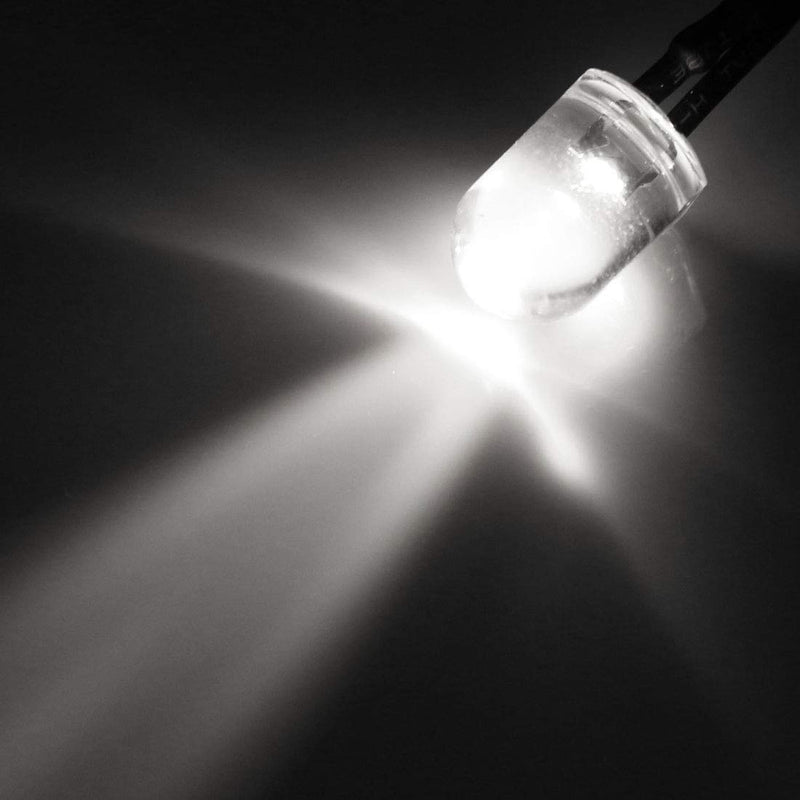 uxcell 10Pcs 10mm Pre Wired LED, White DC3-6V Clear Lens, Light Emitting Diodes