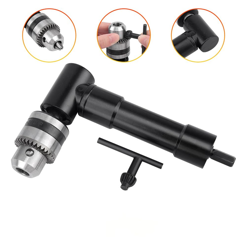 Right Angle Drill Adapter,90 Degree Drill Bit Corner Adapter with 3/8" Keyed Chuck 8mm Hex Shank,Cordless Right Angle Drill Attachment Adapter for Driving Screws in Tight Spaces