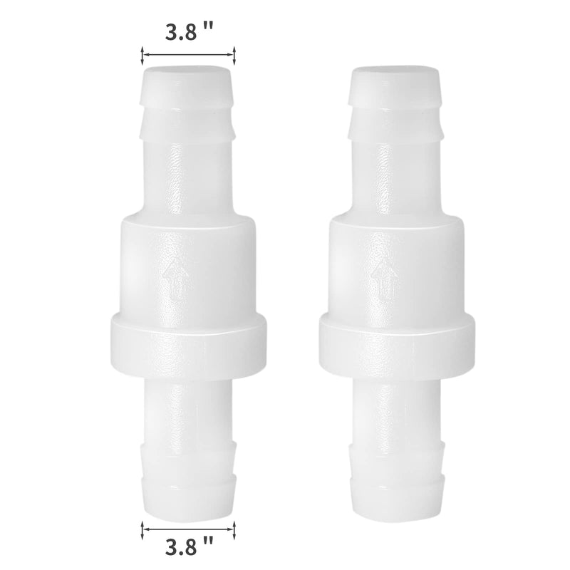 Litoexpe 3/8" One Way Inline Check Valve, Non Return Ozone Resistance PVDF Plastic One-Way Fuel Oil Water Gas Pump Air Check Valve, Pack of 2 3/8 Inch