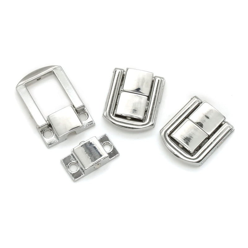 12 Pieces Hasp Latch Catch Lock, Metal Buckle Lock for Box Decoration (Silver) Silver