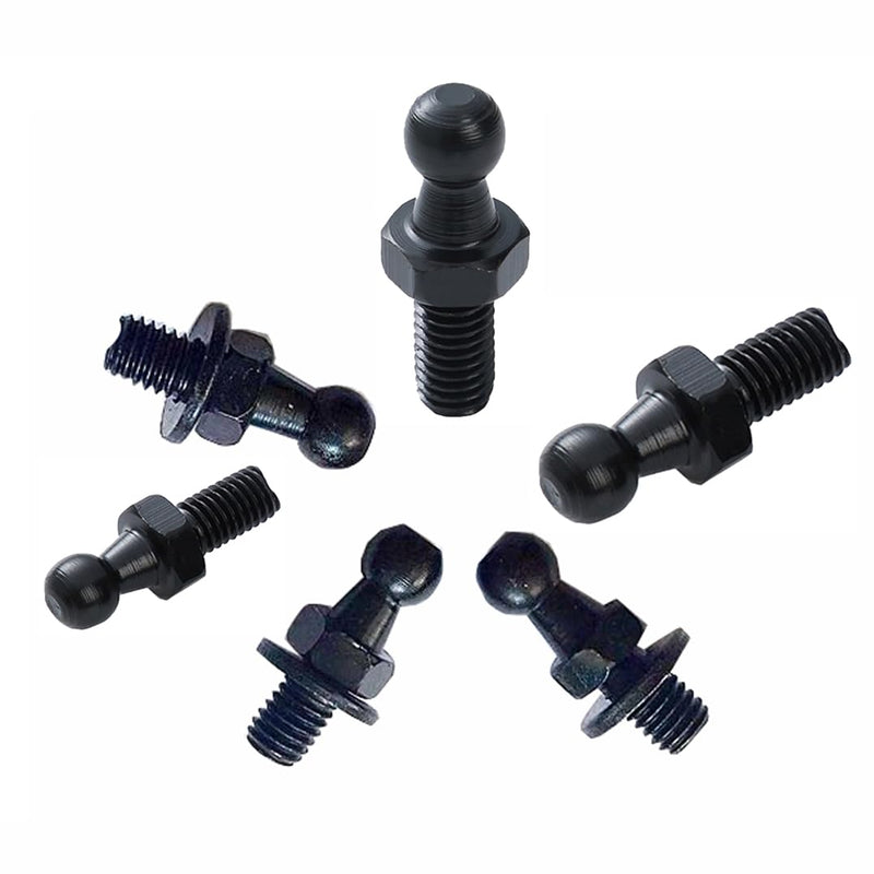 KEMANI Lots 6pcs 10mm Ball Studs, M8 Ball Stud Screws 8mm Female Thread x 1/2" Long Shank for Gas Spring Lift Support Struts End Fitting with Hardware (Black, M8 6pcs) Black
