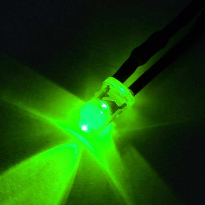 uxcell 20Pcs 5mm Pre Wired LED, Green DC3-5V Clear Lens, Light Emitting Diodes