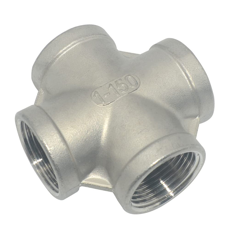 1" NPT Female Thread 4 Way Coupling,Cross,Stainless Steel 304 Cast Pipe Fitting 1 Inch