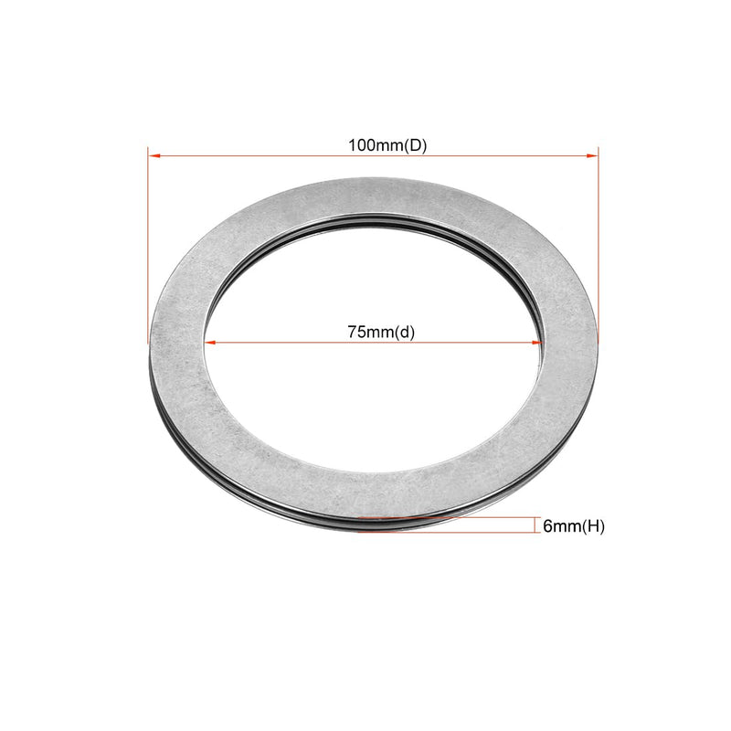uxcell AXK75100 Needle Roller Thrust Bearings with 2 Washers, 75mm Inner Diameter, 100mm OD 4mm Width Chrome Steel 75x100x4mm