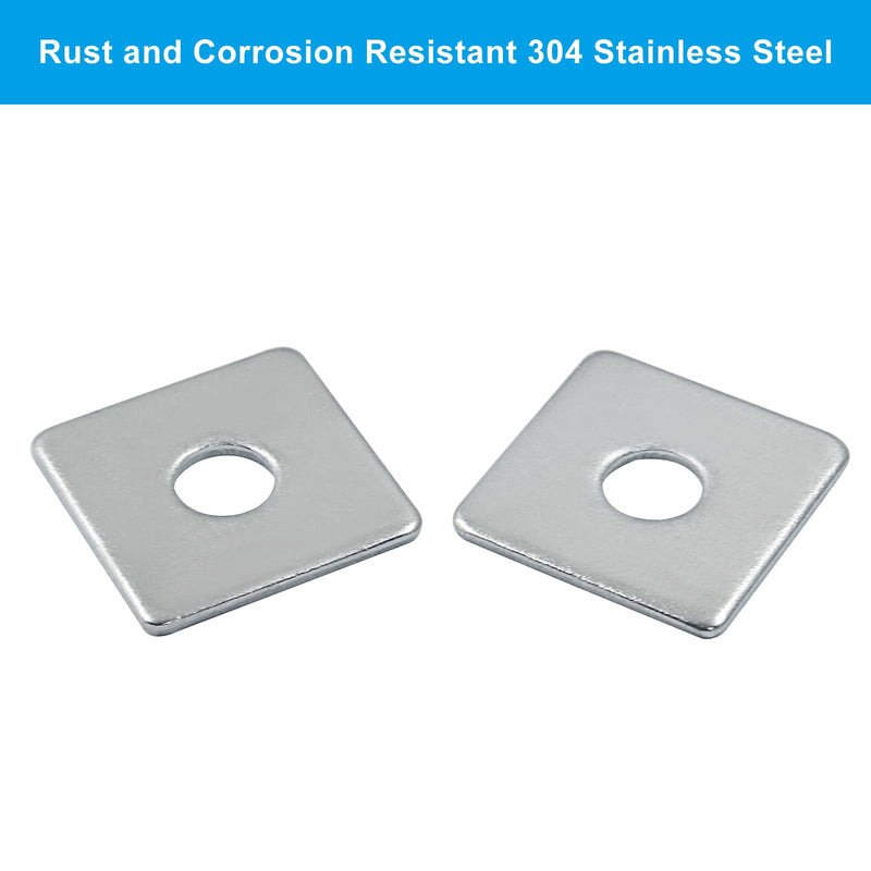 10pcs M6 Square Bearing Plate Washer, 304 Stainless Steel Flat Pad Spacer Gasket Hardware Fastener, Heavy Duty Square Washers Plate, 0.26"(ID) x0.79"x0.79"x0.06" M6-0.26"(ID)x0.79"x0.79"x0.06"