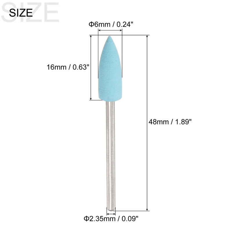 uxcell 6pcs 600 Grits Abrasive Mounted Stone 2.35mm Shank 1/4"(6mm) Dia Pointed Point Heads Stone Grinding and Polishing Wheels for Nail Polishing Light Blue 6 - NewNest Australia