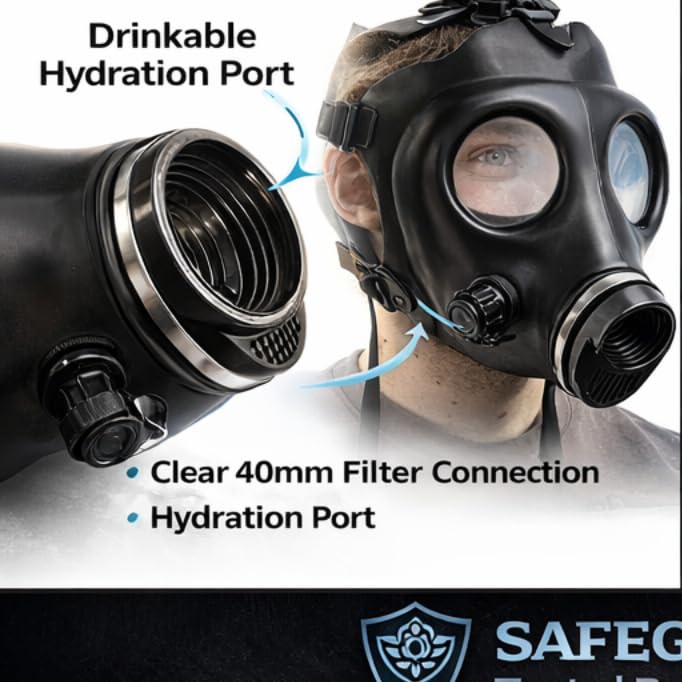 Full Face Mask with 40mm Threaded Connection | Anti-Fog Wide View Lens | Adjustable Head Harness | Paintball, Airsoft, Cosplay, Halloween & Training Use