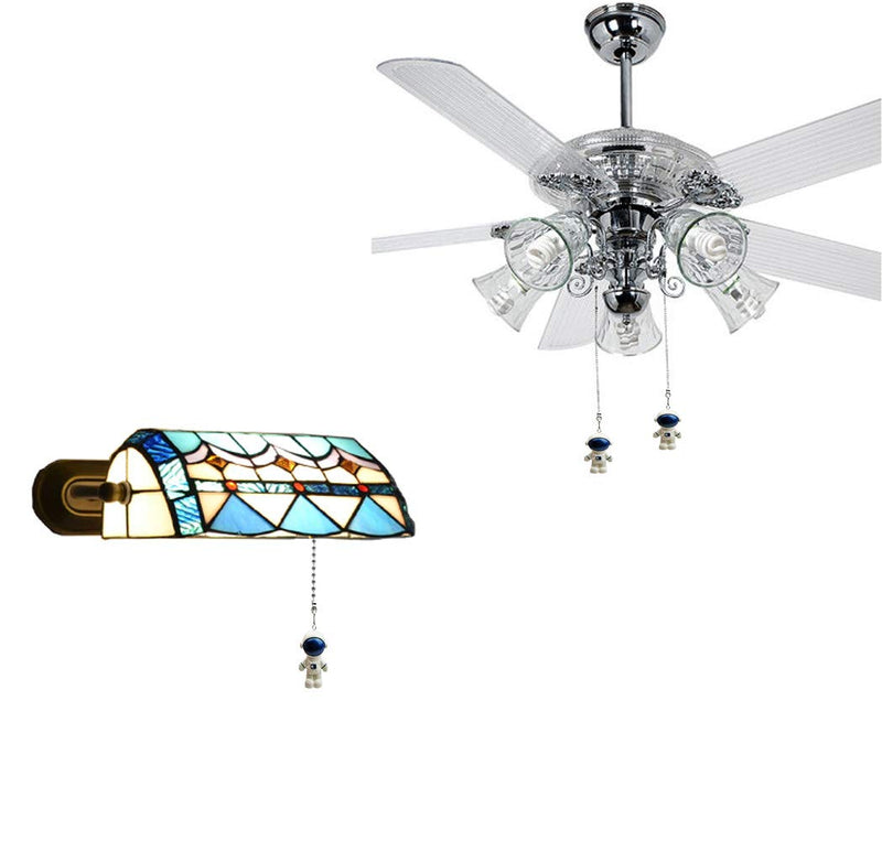 12 inch Mini Blue Spaceman Charm Pendant Ceiling Fan Danglers Fan Pulls Chain Extender with Ball Chain Connector