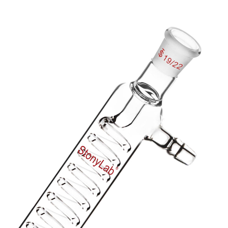 stonylab Glass Graham Condenser with 19/22 Joint 200 mm Jacket Length Lab Borosilicate Glass Condenser