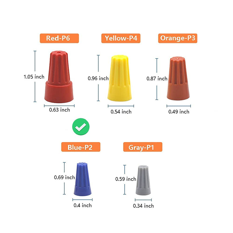 1000 Pcs Blue Wire Caps Electrical Wire Connector Screw Nuts Terminal (AWG 22-14) Blue(AWG 22-14)