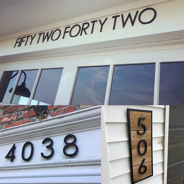 5 Inch Modern Plastic House Numbers and Letters with hardware included. Black and White Arrows, North South East West, Unit A B, No.- Dash, 1/2 (1/2, BLACK)