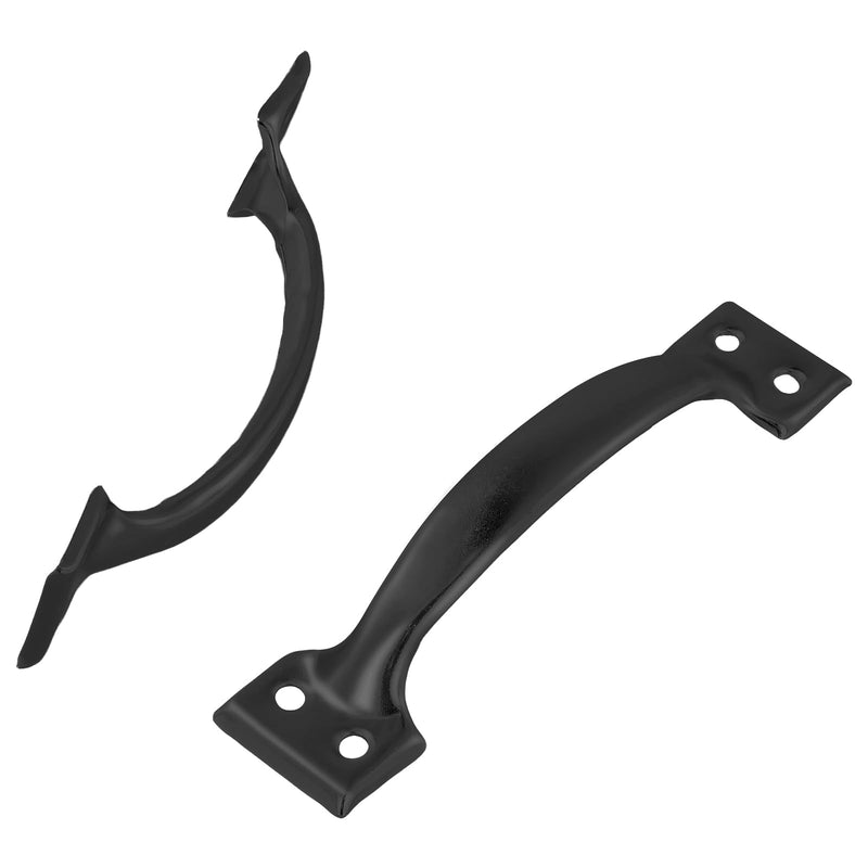 MOUYAT 20 PCS 6 Inch Gate Pull Handle, Black Rustic Cabinet Handles Garage Door Pull Handle with Mounting Screws, Screen Door Handle for Outdoor, Drawer