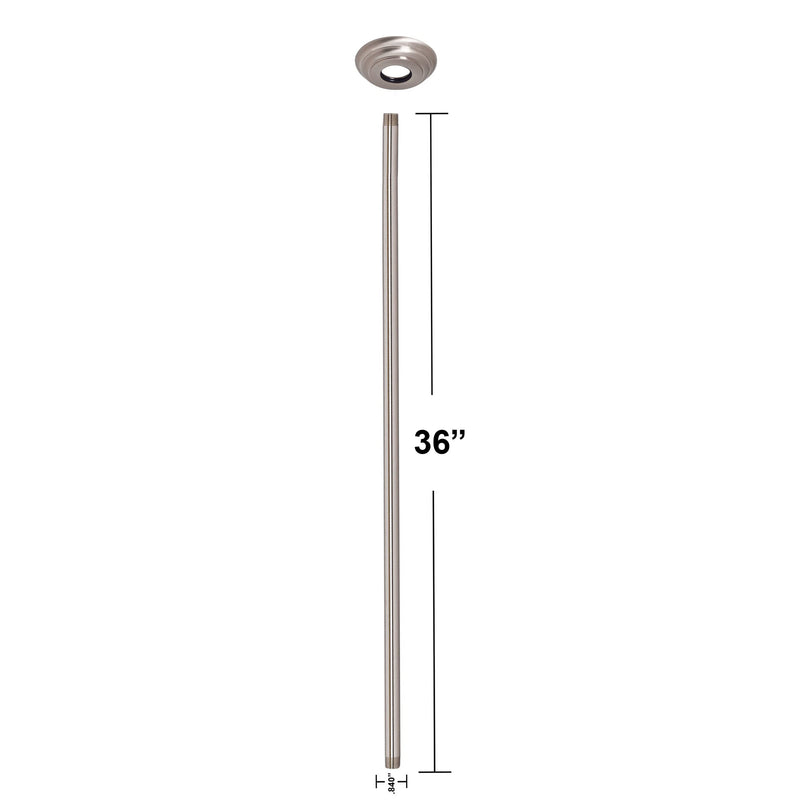 Westbrass A3636A-07 1/2" IPS x 36" Round Ceiling Mount Shower Arm with Flange, Satin Nickel