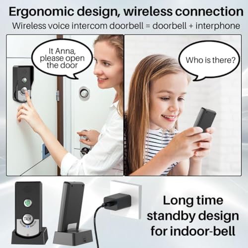 2 Way Voice Intercom, Super Long Range Intercomunicador, Home Security Easy Install, Waterproof Indoor Outdoor Interphone System, Fit for Home Hospital Office, Black