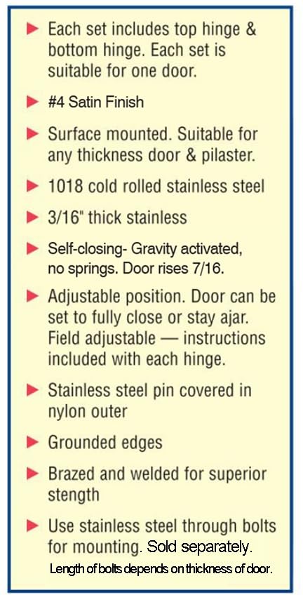 Harris Hardware TP8411‑B Stainless Steel Surface Mounted Gravity Hinge Set