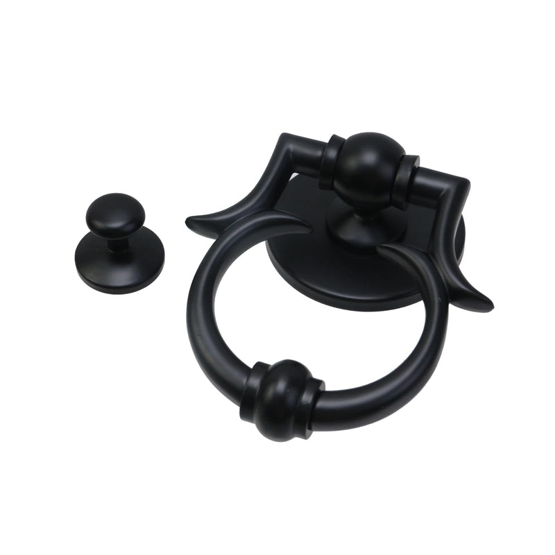 Door Knocker for Front Door, Gate Knocker with Strike Plate Door Hardware Door Knockers Home (Black)