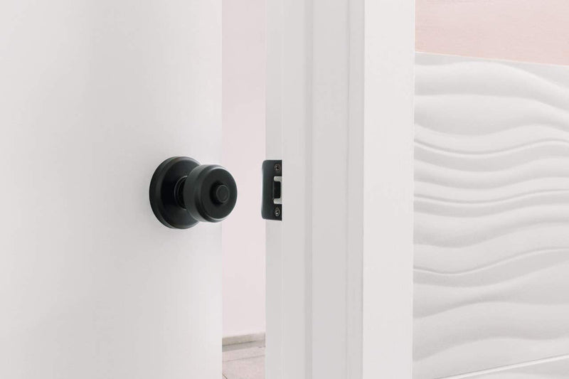 SCHLAGE F40 BWE 618 GSN Bowery Knob with Greyson Trim Bed and Bath, Polished Nickel Privacy