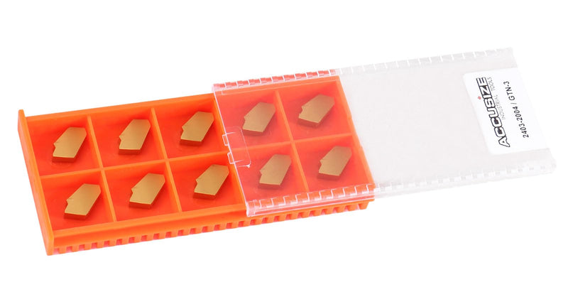 AccusizeTools - GTN-3, Self-Lock, Zero Degree Angle, Carbide Inserts TiN Coated 10 Pcs/Box, 2403-2004x10